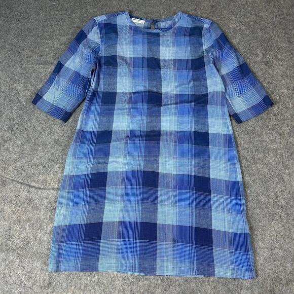 Equipment Femme Dress Womens XS 100% Silk Blue Plaid Pockets Mini - Picture 1 of 9